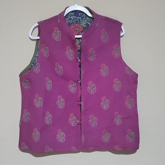 ORVIS Floral Print Button Down Quilted Vest - Size X-Large - Picture 5 of 8